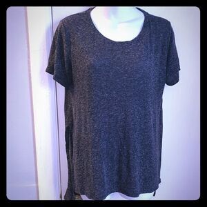 BERSHKA Grey Space Dye Hi Low T-Shirt-L
